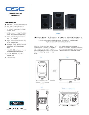 Qsc Ks Spec Sheet Manualzz