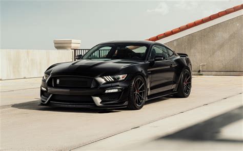 Download Wallpapers Ford Mustang 2018 Black Sports Coupe Luxurious