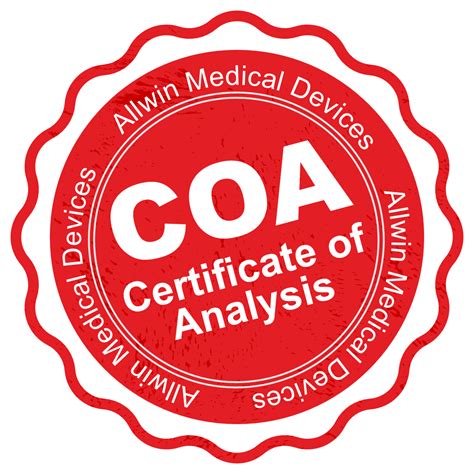 Certificate Of Analysis Coa Allwin Medical