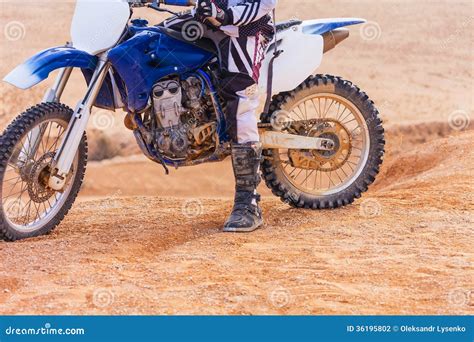 Rider On His Motorcycle In The Desert Stock Photo Image Of