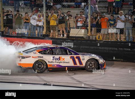 Bristol Tn Usa 16th Sep 2023 Nascar Cup Series Driver Denny Hamlin 11 Celebrates His Win