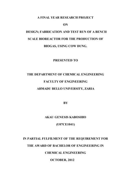 A Final Year Research Project Part 1 Cover Page Pdf