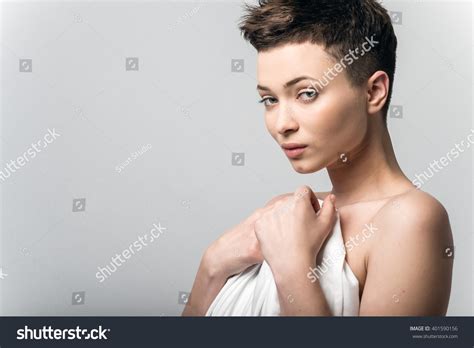 Naked Girl Wrapped Sheet Stock Photo 401590156 Shutterstock