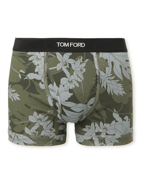 Tom Ford Floral Print Stretch Cotton Boxer Briefs Green Tom Ford