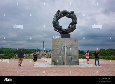 Oslo Norway June Tourists Explore Vigeland Sculpture Park