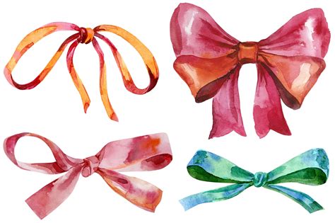 Watercolor Bows By Watercolor Fantasies Thehungryjpeg