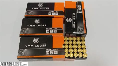 Armslist For Sale Rws 9mm 124gr Fmj Ammunition 50rds Sweden High Quality And 45 Apc Ammo