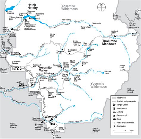 Yosemite National Park Map With Lodging - London Top Attractions Map