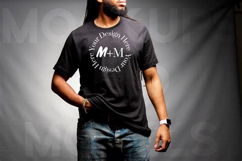 Bella Canvas 3001 Black T Shirt Mock Up Black Male Mock Up Etsy