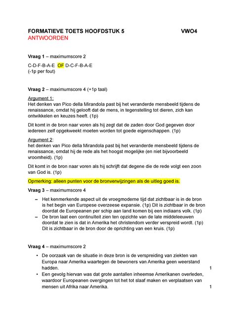 Vwo Formatieve Toets Antwoorden H Geschiedenis Memo Max Formatieve