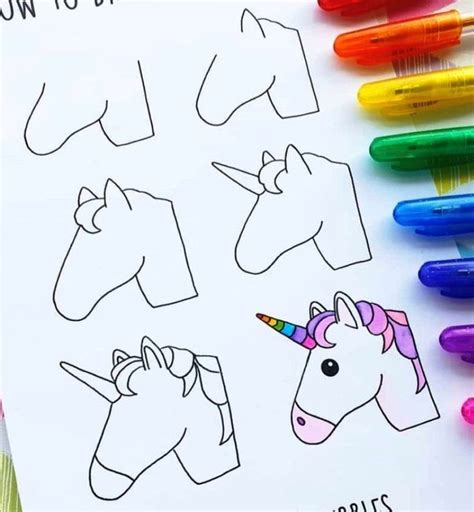 Dibujos Fáciles de Unicornios Paso a Paso y Kawaii en 2021 Como