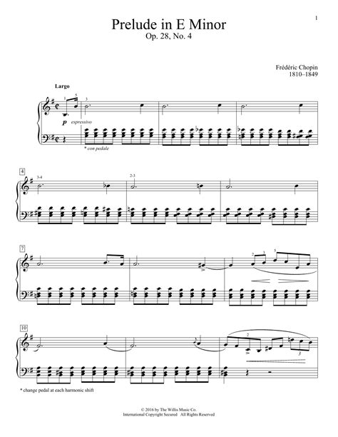 Frederic Chopin Prelude In E Minor Op No Sheet Music