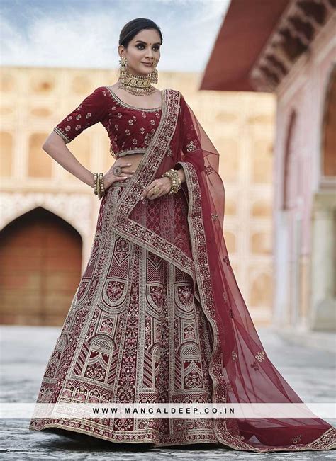 Sabyasachi Inspired Dark Burgundy Wedding Lehenga Choli