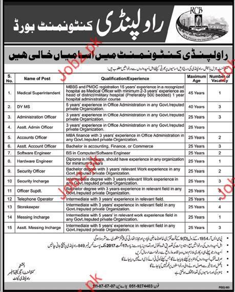 Jobs In Cantonment Board Rawalpindi 2024 Job Advertisement Pakistan