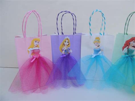 Disney Princess Birthday Goody Favor Glitter Tutu Bags Thank You Tags