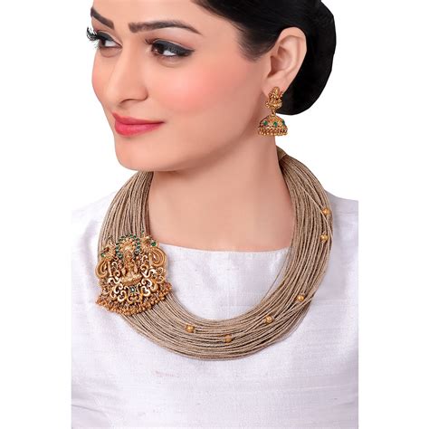 Buy Joules By Radhika Festive Necklace Set With Gold Toned Temple