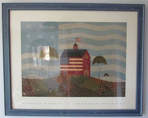 Warren Kimble American Folk Art Framed Print Bidding Ends 8 3 5 00