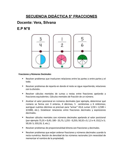 Fracciones secuencia de fracción para sexto o quinto SECUENCIA