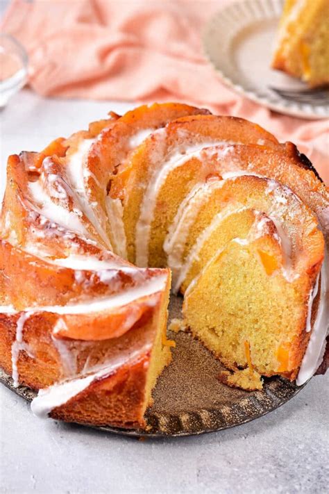 Peach Cobbler Pound Cake With Canned Peaches In Bundt