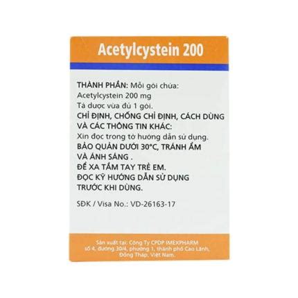 Acetylcystein 200mg bột gói Imexpharm 30 gói Pharmart vn