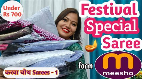 Huge Meesho Karwa Chauth Saree Haul Under Rs Tryon Honest