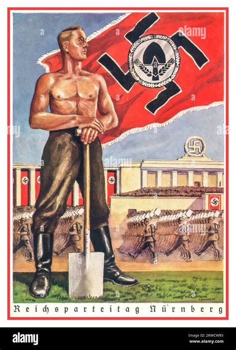 1938 Nazi Germany Propaganda Card Of Reichsarbeitdienst Rad Hi Res