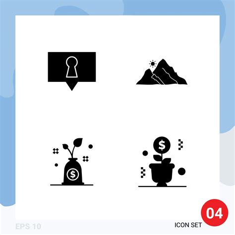 Set Of Commercial Solid Glyphs Pack For Bubble Growth Mountain Nature