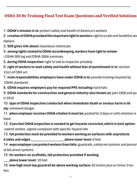 Osha 30 Hour Final Exam