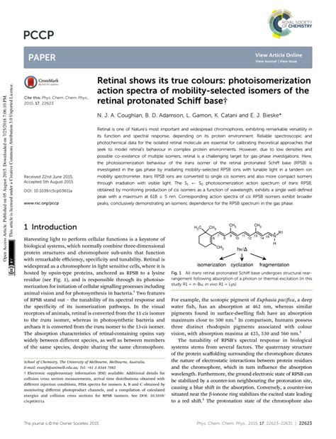 Pdf Retinal Shows Its True Colours Photoisomerization Action Spectra