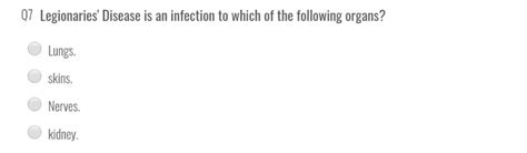 Solved Q7 Legionaries' Disease is an infection to which of | Chegg.com