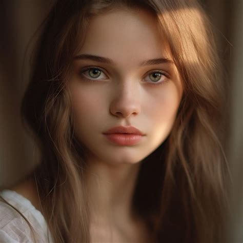 A Woman With Long Brown Hair And Blue Eyes