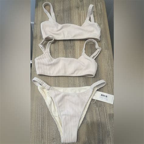 Zulu Zephyr Swim Zulu Zephyr Ivory Toweling Bikini Nwt On Bottoms