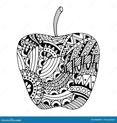 Zentangle Stylized Apple Stock Vector Illustration Of Black 65483596