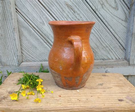 Ceramic Crock Antique Clay Pitcher Old Rustic Earthenware Etsy