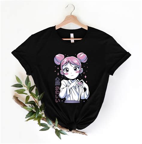 Cute Anime Girl Shirt, Women Finger Heart Shirt, Love Gift, Anime ...