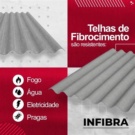 Telha De Fibrocimento 6mm 1 83x1 10m Hidrofugada Ondulada Cinza Infibra