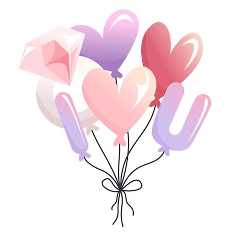 Ballons D Illustration Je T Aime Dans Un Style Plat Ballon En Forme De