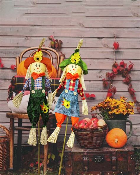 RoamReady 2 Pack Fall Harvest Scarecrow Decor 39 3inch Scarecrow