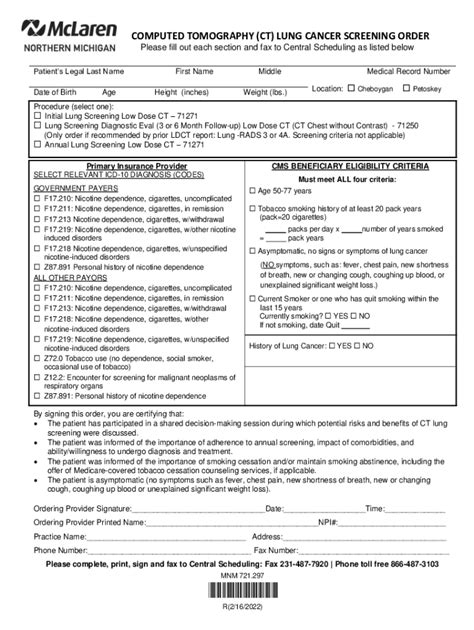 Fillable Online Eligibility Criteria For Lung Cancer Screening With Low Fax Email Print