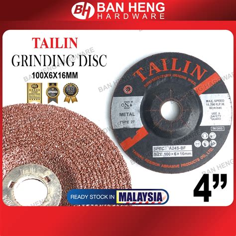 Tailin 4 Metal Grinding Disc Mata Grinder A 24 S BF 100mm X 6mm X