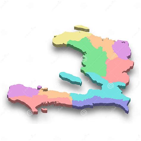 3d Isometric Colored Map Of Haiti Stock Vector Illustration Of Area