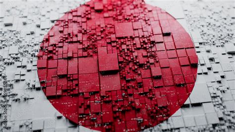 Flag of Japan rendered in a Futuristic 3D style. Japanese Technology ...