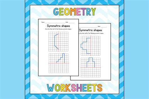 Drawing Symmetrical Shapes Worksheets Graphic by atlasart · Creative ...