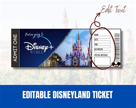 Editable Disneyworld Ticket Template Disneyworld Ticket Etsy