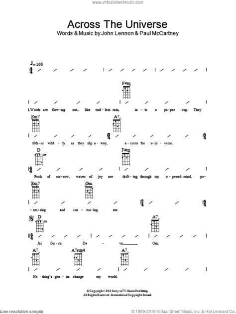 Across The Universe Piano Chords Piano Chord