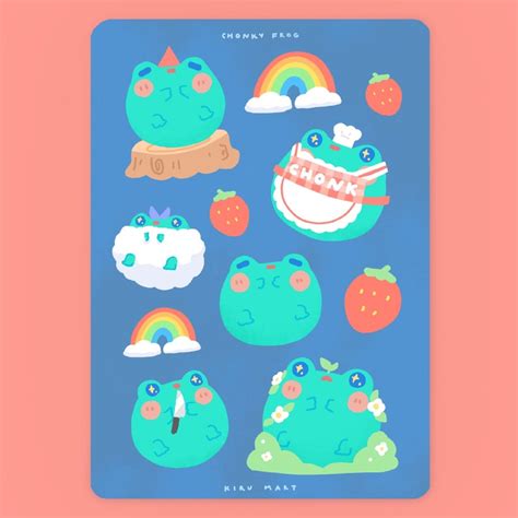 Chonky Frog Sticker Sheet Vinyl Matte Waterproof Laptop Etsy