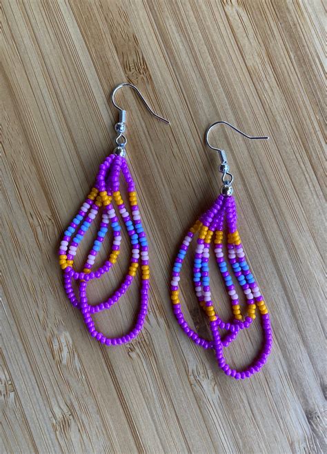 Large Loop Seed Bead Earrings Dangle Earrings Seed Bead Etsy