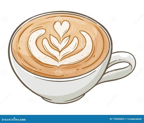 Coffee Latte Art In A Cup Stock Vector Illustration Of Macchiato