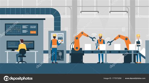 Usine Intelligente Et Ligne De Production Image Vectorielle Par Elenabs