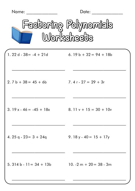 Worksheets Factoring Polynomials